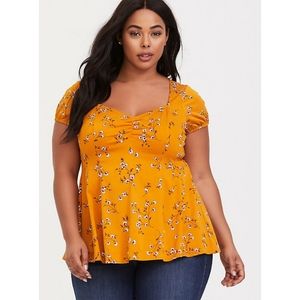 Torrid Yellow Floral Sweetheart Top NWT